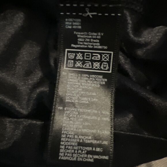 Forever 21 Long Sleeve Mixed Media Dress Black Cream Polka Dots Women’s Lg - Picture 5 of 9